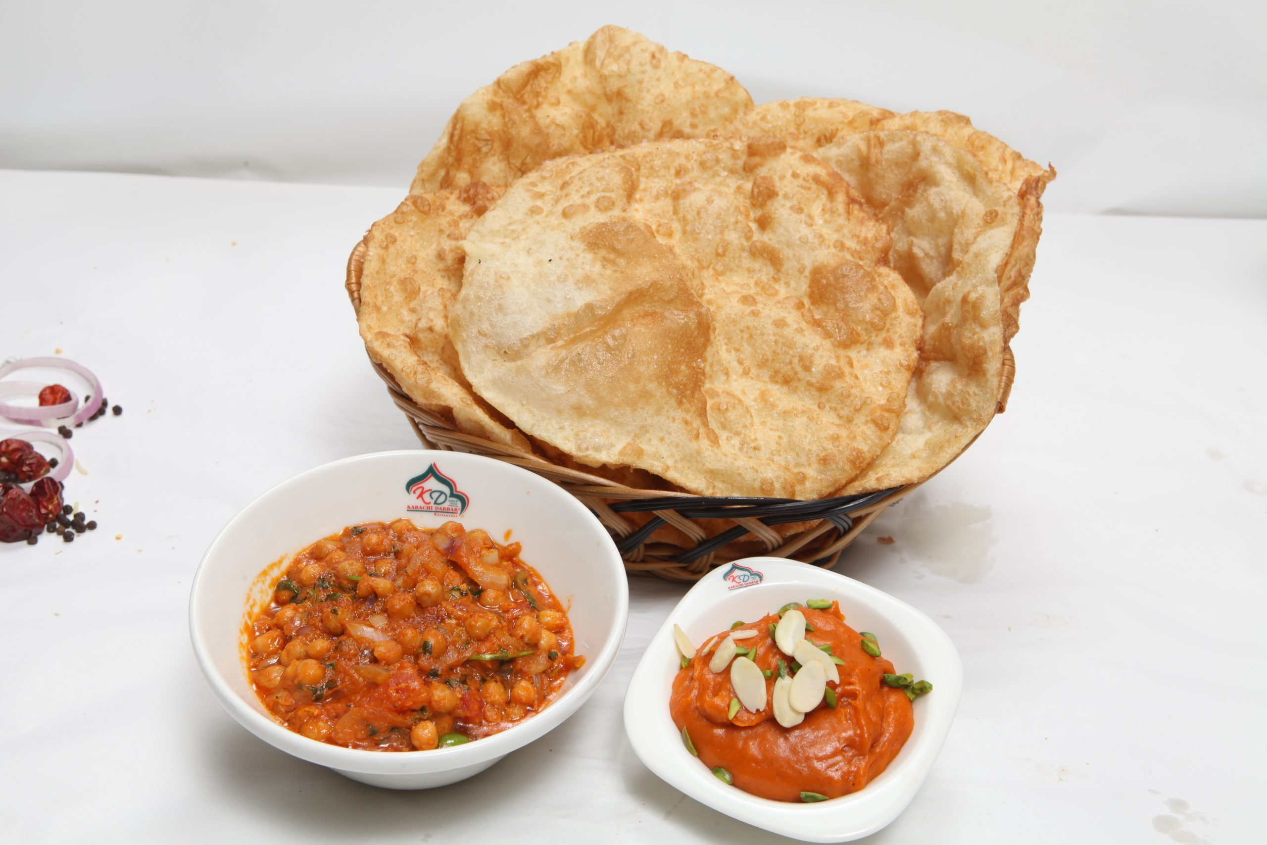 Halwa puri breakfast plate